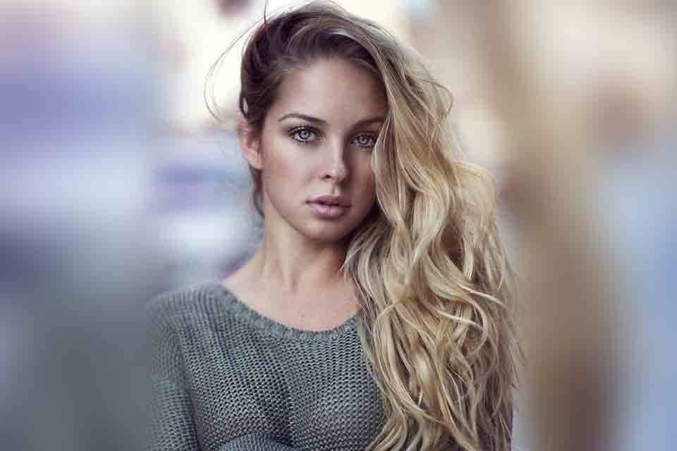 A photo of a beautiful, blonde Eastern European woman