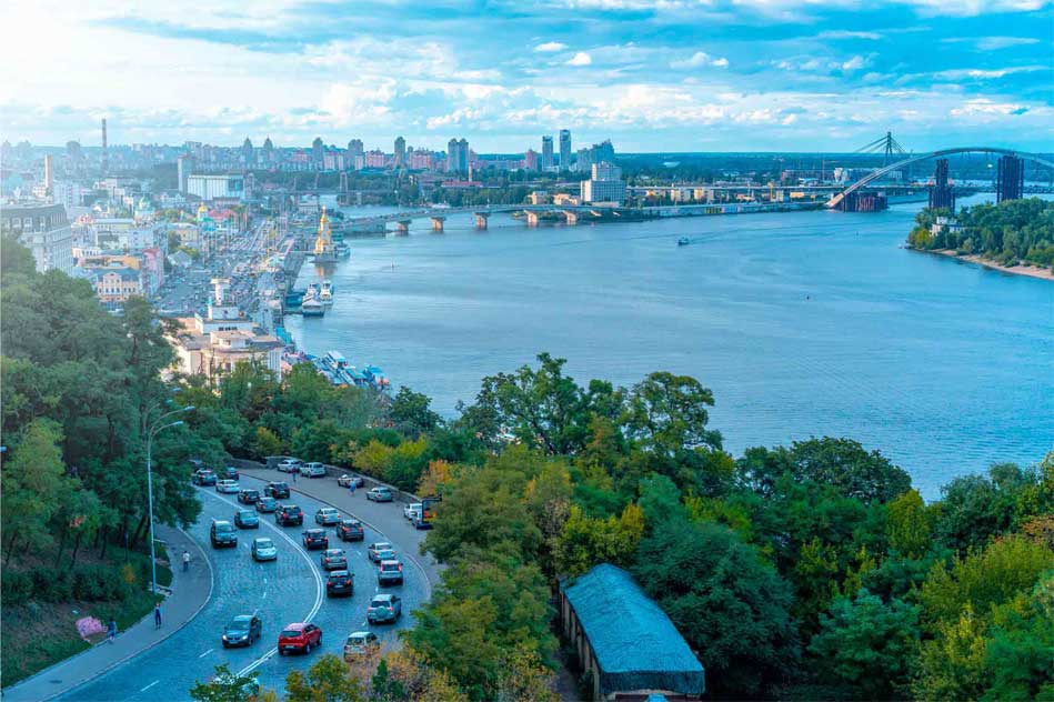 An aerial photo of Kiev, the capital of Ukraine